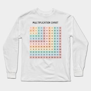 Math Multiplication Chart in Muted Boho Rainbow Colors for Kids Long Sleeve T-Shirt